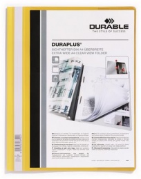 Gyorsfűző, A4, széles, panorámás, DURABLE "DURAPLUS®", sárga
